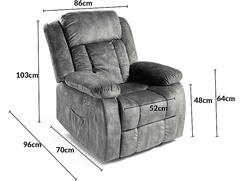 DUPI Innova — Sillón de masaje, Peso máximo 150 kg, Gris, vista 2