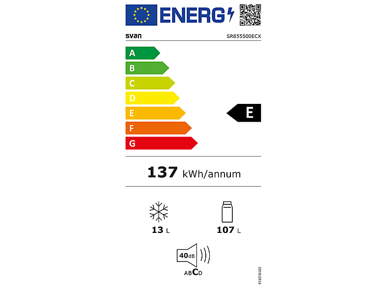 SVAN SVASR855500ECX — Nevera pequeña, Cíclico, Altura 845 mm, Inox, Capacidad 120 l, vista 3