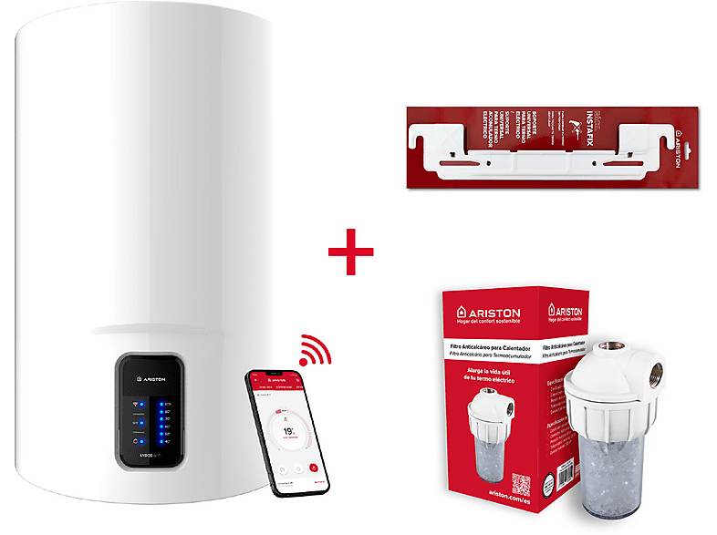 ARISTON — Termo Eléctrico, Blanco, LYDOS WIFI 80 V 1,5K EU + INSTA + POLIF ARISTON, 80 l