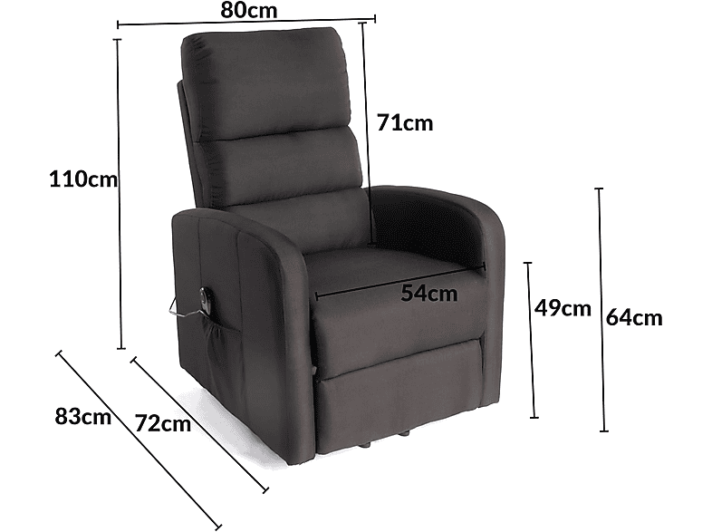 DUPI Confort — Sillón levanta personas, Peso máximo 150 kg, Negro, vista 3