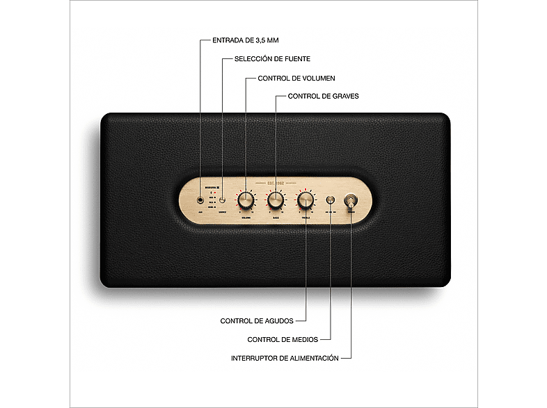 MARSHALL Woburn III — Altavoz bluetooth, 90 W, Negro, Bluetooth 5.2, vista 2