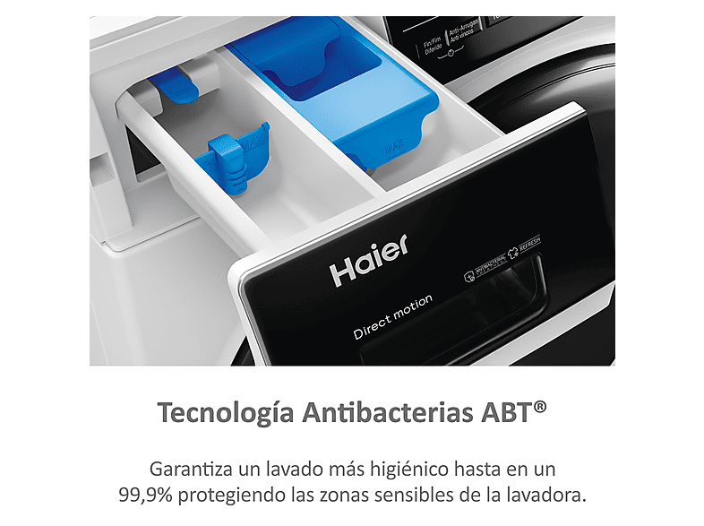 HAIER I-Pro Series 3 HWD90-B14939-IB — Lavadora secadora, 9 kg+6 kg, 15 programas, Vapor, Blanco, vista 10