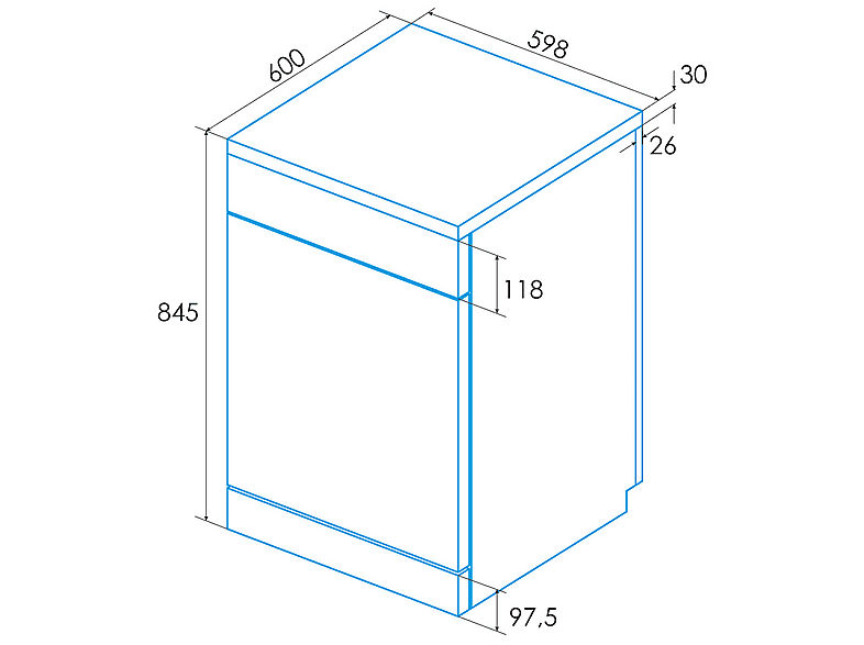 EDESA EDW-6231 WH — Lavavajillas libre instalación 60 cm, 14 servicios, 7 programas, 59,8 cm, Blanco, vista 8