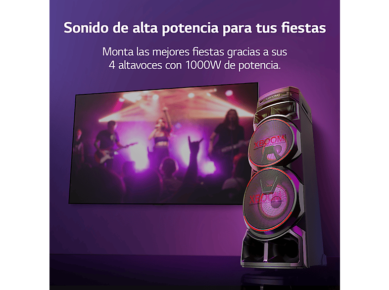 LG XBOOM RNC9 — Altavoz de gran potencia, 1000W, Negro, Luces Multi Color, Efectos DJ, vista 3