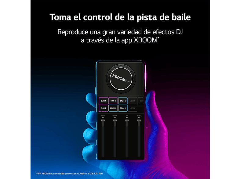 LG XBOOM RNC9 — Altavoz de gran potencia, 1000W, Negro, Luces Multi Color, Efectos DJ, vista 10