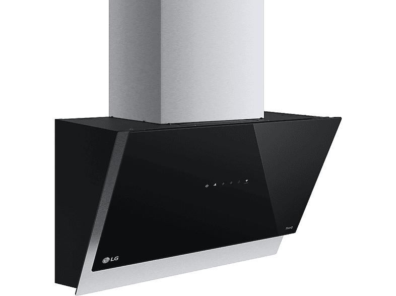 LG HCEZ2428B — Campana decorativa, 3 velocidades, 60 cm, 630 m³/h, Acero inoxidable y Cristal negro, vista 3