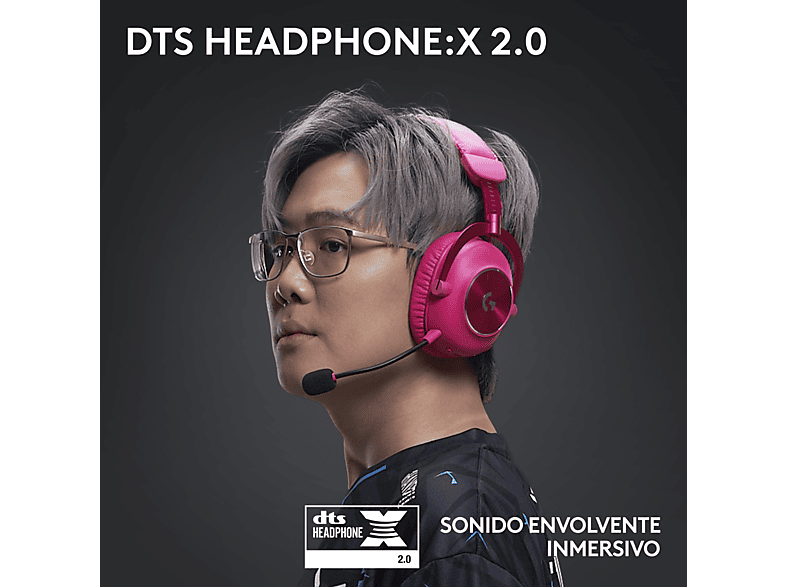 LOGITECH G Pro X 2 Lightspeed — Auriculares gaming, Inalámbrico, Bluetooth, Magenta, Transductor de grafeno, vista 6