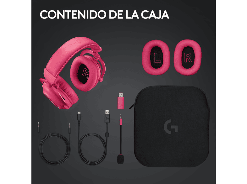 LOGITECH G Pro X 2 Lightspeed — Auriculares gaming, Inalámbrico, Bluetooth, Magenta, Transductor de grafeno, vista 9