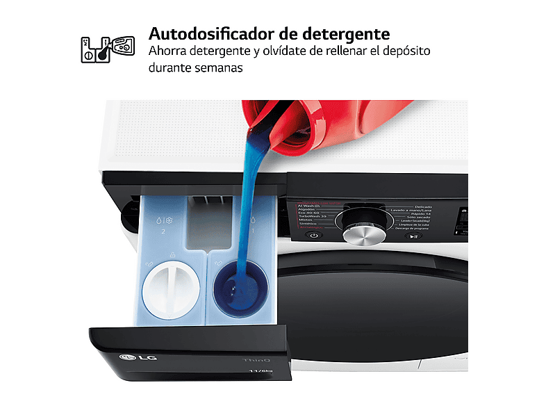 LG F4DR7511AGW — Lavadora secadora, 11 kg / 6 kg, 14 programas, Autodosificación, Blanco, vista 10