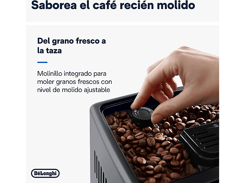 DE LONGHI — Cafetera superautomática, 1450W, Táctil, Inox, De'Longhi Dinamica Plus ECAM380.85.SB, vista 3