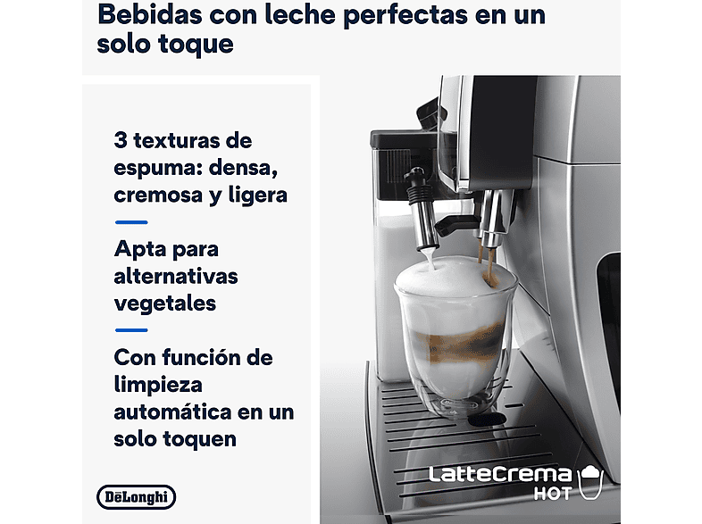 DE LONGHI — Cafetera superautomática, 1450W, Táctil, Inox, De'Longhi Dinamica Plus ECAM380.85.SB, vista 4
