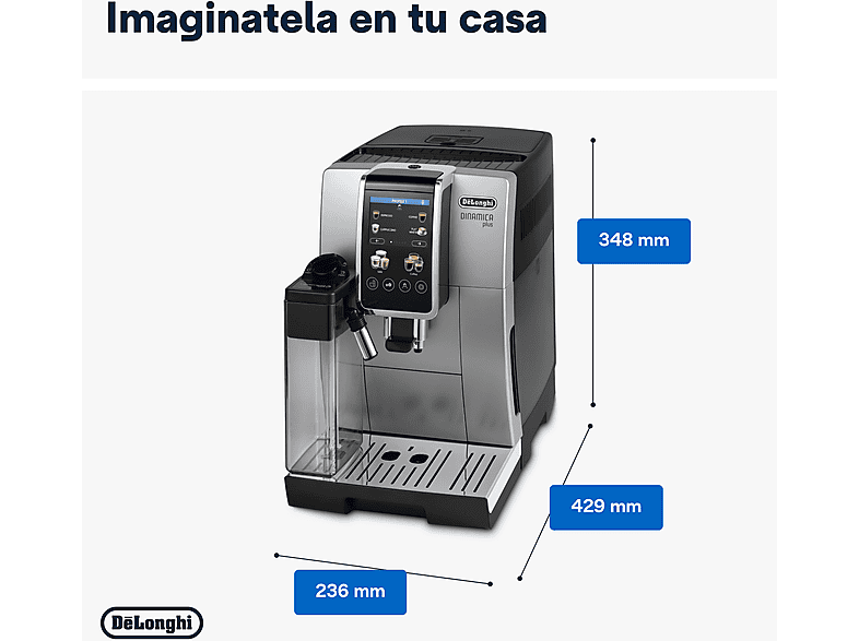 DE LONGHI — Cafetera superautomática, 1450W, Táctil, Inox, De'Longhi Dinamica Plus ECAM380.85.SB, vista 7