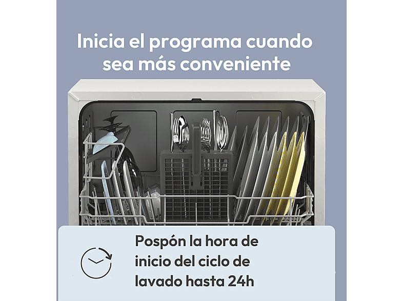 CANDY Rapido' CP 6E51LW — Lavavajillas compacto, 6 servicios, 5 programas, 45 cm, Blanco, vista 9