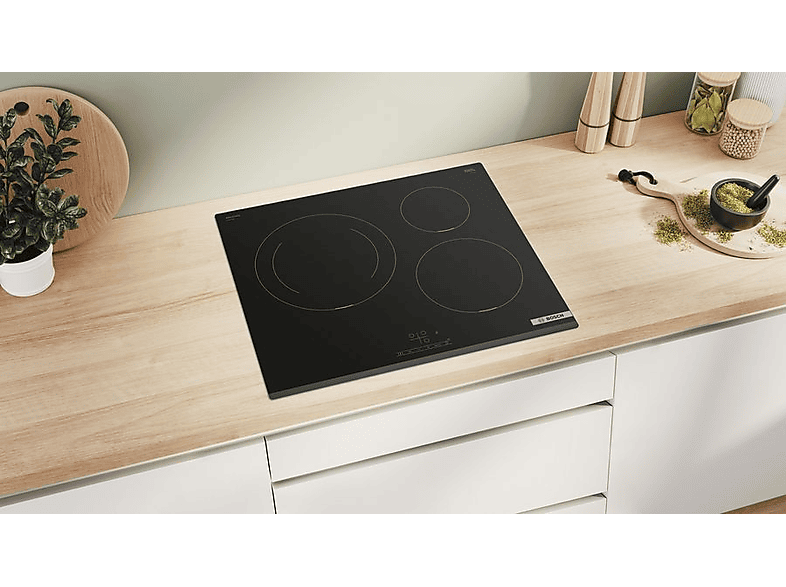 BOSCH PIJ631BB5E — Placa inducción, Zona grande 28 cm, 59.2 cm, Negro, 3 zonas, vista 3