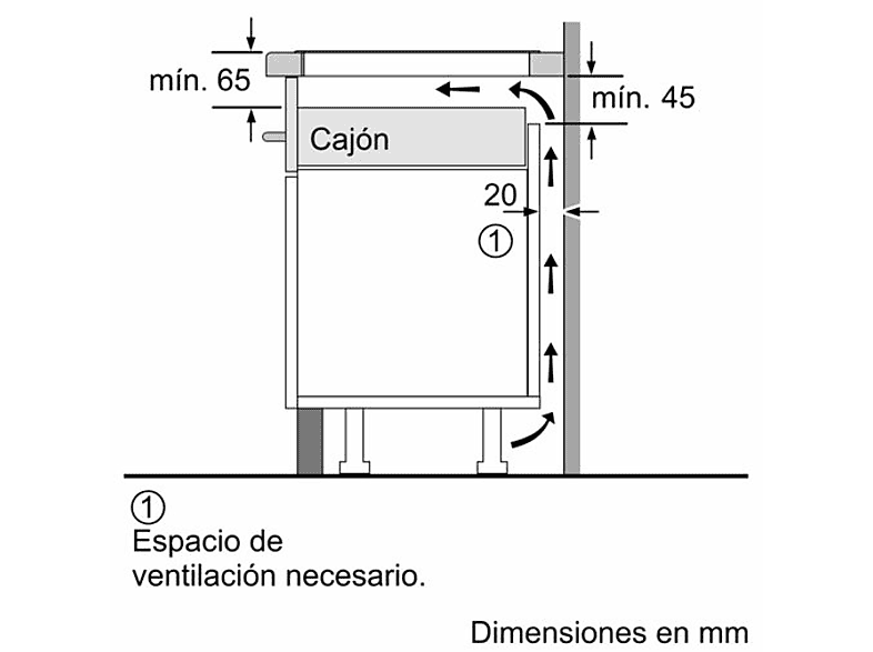 BOSCH PIJ631BB5E — Placa inducción, Zona grande 28 cm, 59.2 cm, Negro, 3 zonas, vista 6
