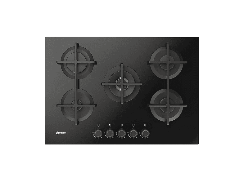 INDESIT ING 72T/BK 1 — Placa de gas, 73 cm, Negro, 5 zone(s) zonas