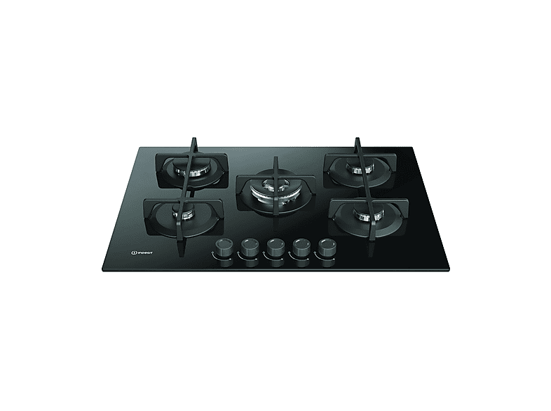 INDESIT ING 72T/BK 1 — Placa de gas, 73 cm, Negro, 5 zone(s) zonas, vista 2