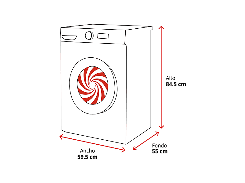 HISENSE WF3S9043BB3 — Lavadora carga frontal, 9 Kg, 14 programas, Negro, 1400 rpm, vista 2