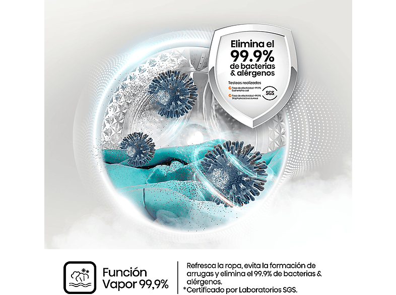 HISENSE WF3S9043BB3 — Lavadora carga frontal, 9 Kg, 14 programas, Negro, 1400 rpm, vista 8