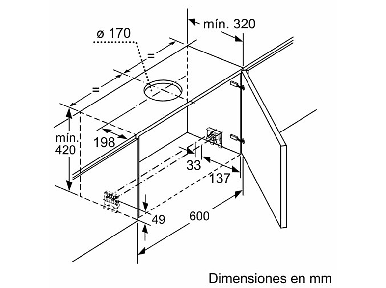 BOSCH DFS067K51 — Campana telescópica, Telescópica, 5 velocidades, 717 m³/h, Iluminación Led ,60 cm, vista 8