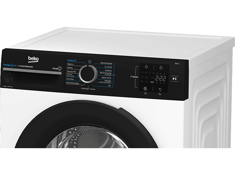 BEKO BM3WFSU39413 — Lavadora carga frontal, 9 kg, Blanco, 1400 rpm, 15 Programas, vista 3