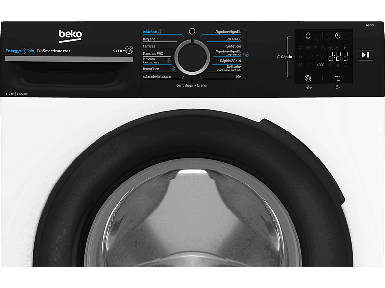 BEKO BM3WFSU39413 — Lavadora carga frontal, 9 kg, Blanco, 1400 rpm, 15 Programas, vista 7