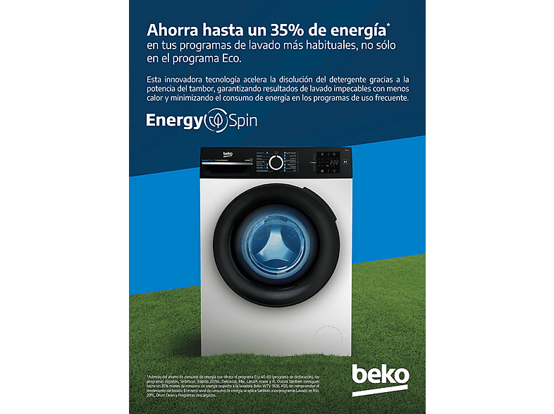 BEKO BM3WFSU39413 — Lavadora carga frontal, 9 kg, Blanco, 1400 rpm, 15 Programas, vista 11