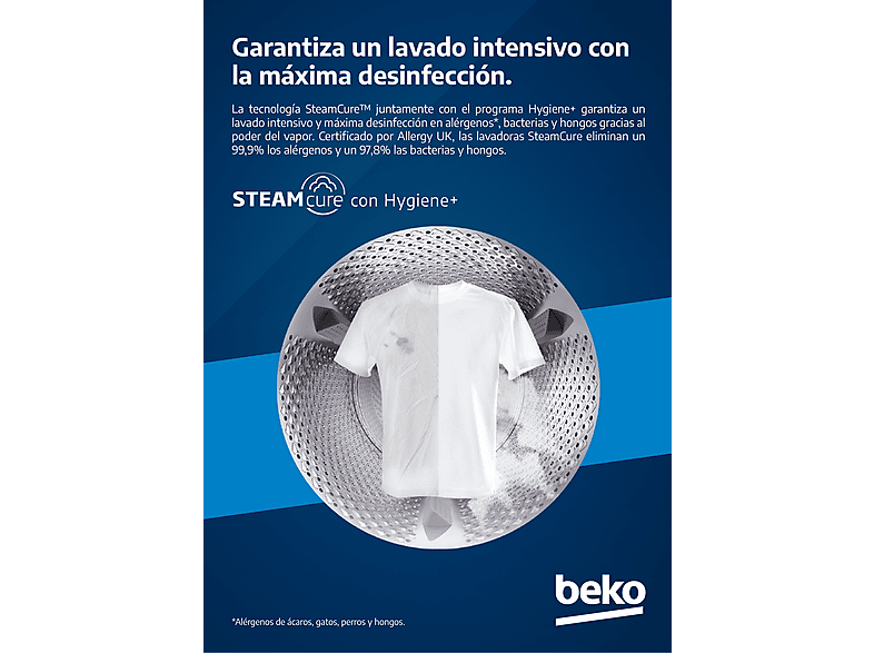 BEKO BM3WFSU39413 — Lavadora carga frontal, 9 kg, Blanco, 1400 rpm, 15 Programas, vista 12