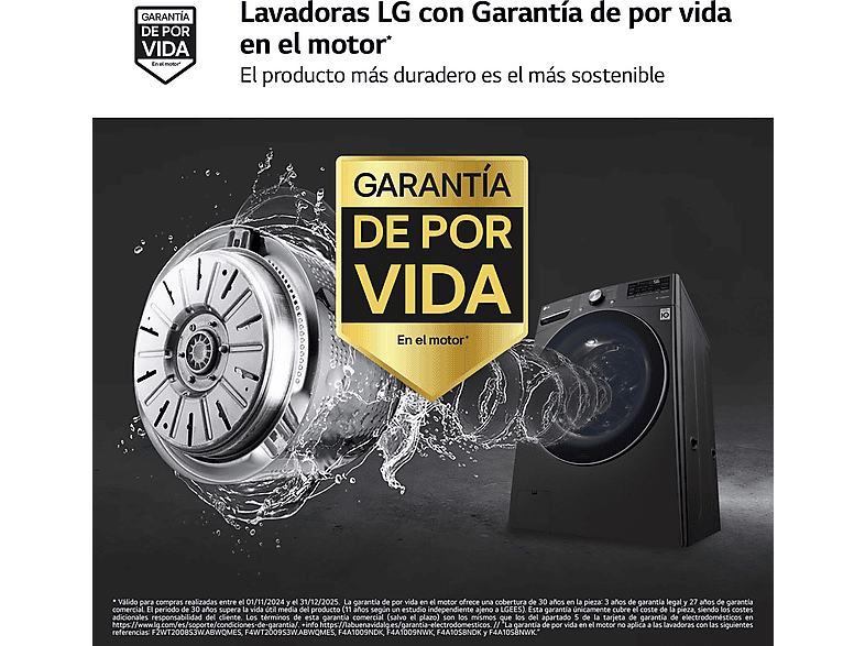 LG F0P3CYV2E — Lavadora carga frontal, 20 kg, 14 programas, 1000 rpm, AI Direct Drive™, vista 4