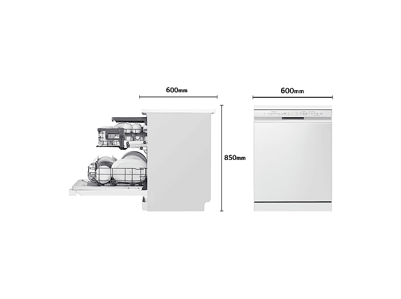 LG DF243FWS — Lavavajillas, 14 servicios, 10 programas, 60 cm, Blanco, vista 3