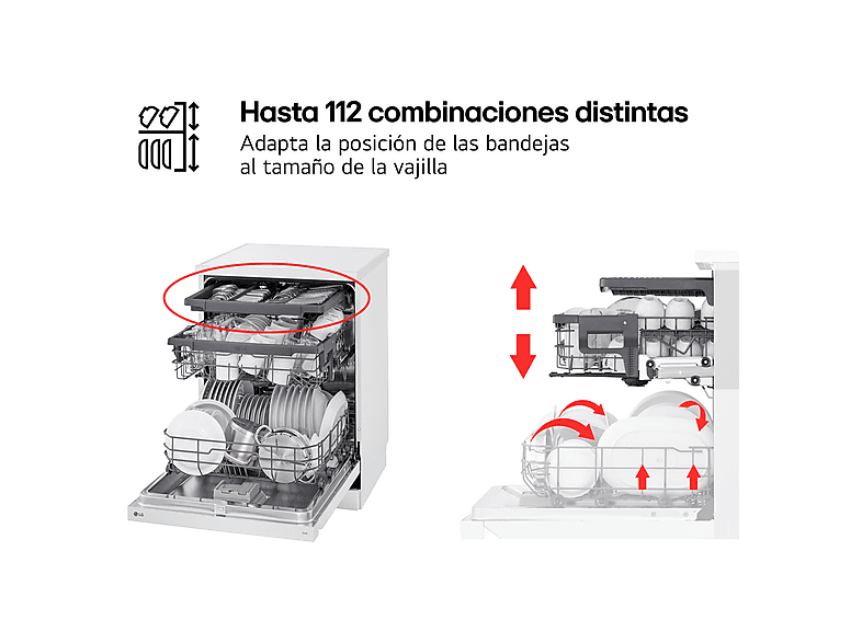 LG DF243FWS — Lavavajillas, 14 servicios, 10 programas, 60 cm, Blanco, vista 7