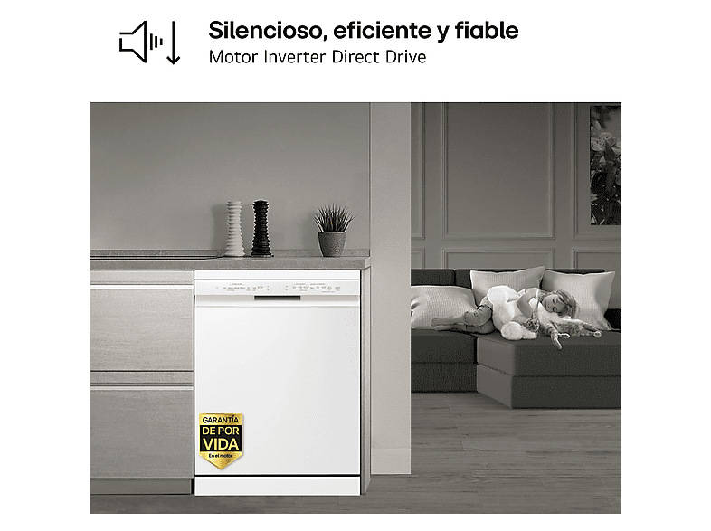 LG DF243FWS — Lavavajillas, 14 servicios, 10 programas, 60 cm, Blanco, vista 9