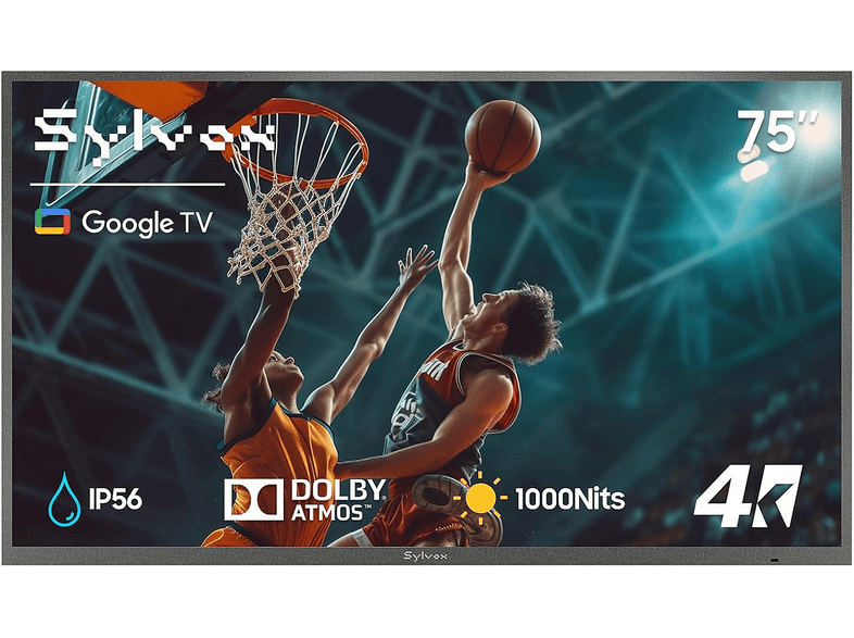 SYLVOX Deck Pro 2.0 — TV LED 75", Negro, exterior, impermeable, UHD 4K