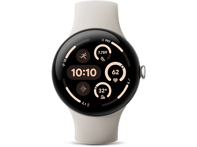GOOGLE Pixel Watch 3 — Smartwatch, 45 mm, Porcelana, AMOLED, S-L