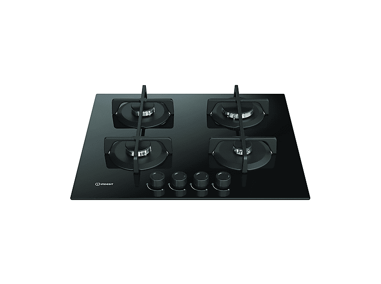 INDESIT ING 61T/BK 1 — Placa de gas, 59 cm, Negro, 4 zone(s) zonas, vista 2