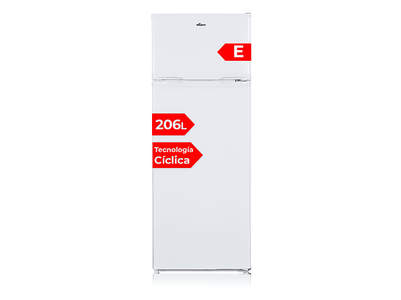 NILSON NF145500E — Frigorífico dos puertas, Altura 143 cm, Blanco, Capacidad 206 l