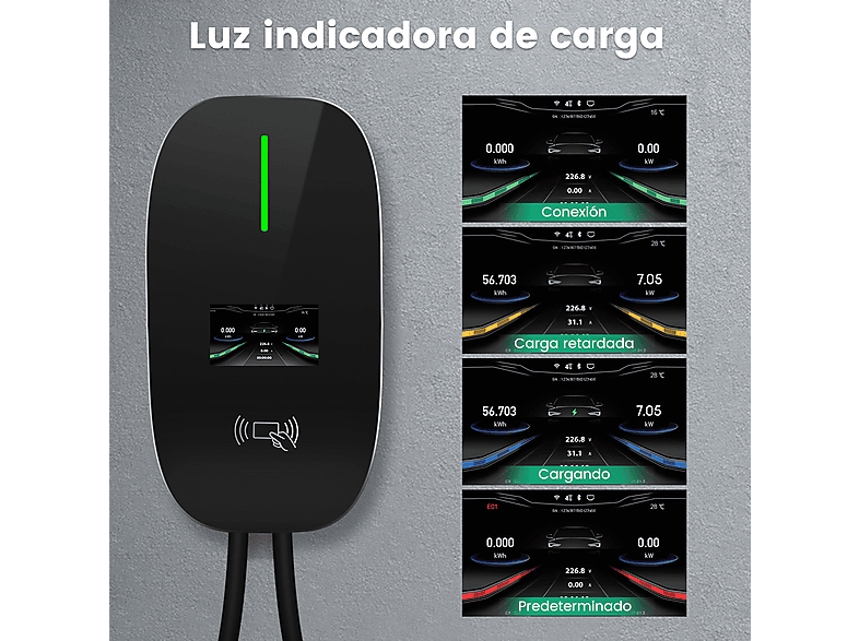 JUNSUN 6M 22KW Tipo 2 6A-32A — Cargadores vehículos eléctricos, Black, APP, 230 V, BLACK, vista 10