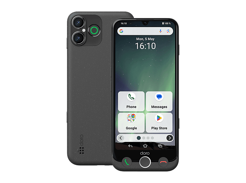 DORO Aurora A30 — Smartphone, Graphite, 128 GB, 6 GB RAM, 60 Hz