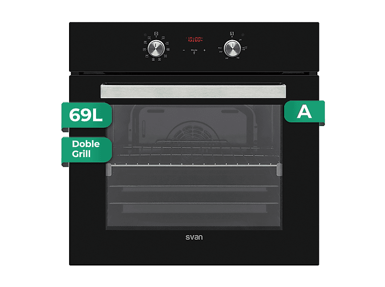 SVAN SHM10700DCN — Horno multifunción, Integrable, 595 mm, Negro, 69 l