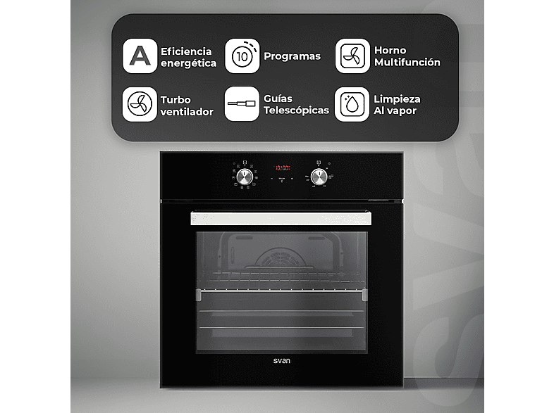 SVAN SHM10700DCN — Horno multifunción, Integrable, 595 mm, Negro, 69 l, vista 5