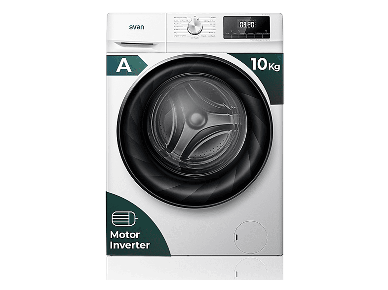 SVAN SL10400AIDVB — Lavadora carga frontal, 10 kg, 15 programas, Blanco