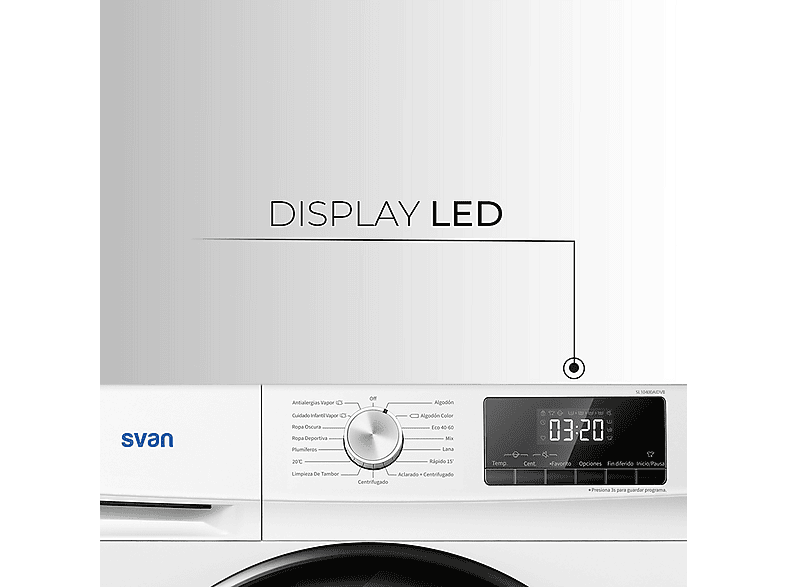 SVAN SL10400AIDVB — Lavadora carga frontal, 10 kg, 15 programas, Blanco, vista 5