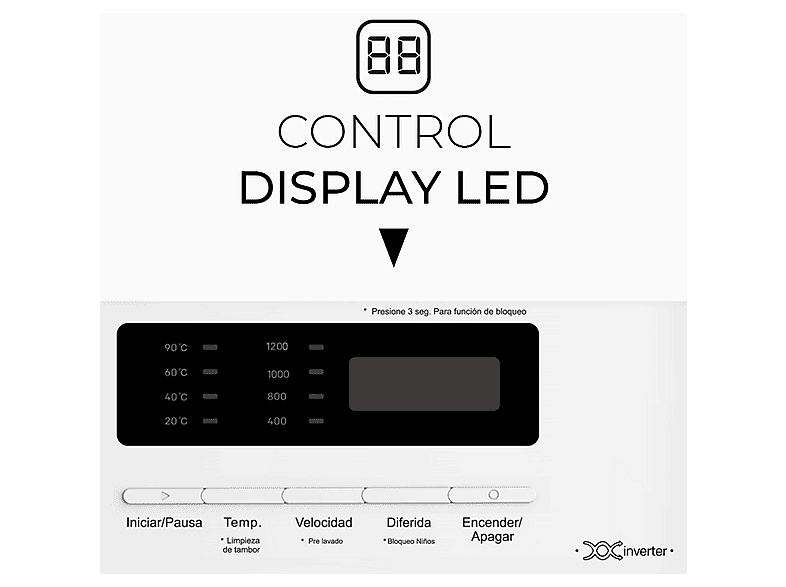 SVAN SL7202AIDV — Lavadora carga frontal, 7 kg, 12 programas, Blanco, vista 2