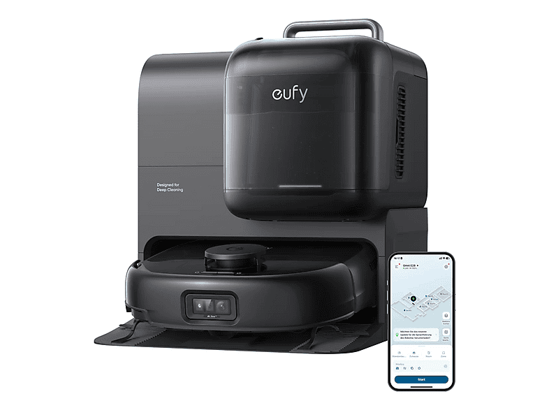 EUFY Omni E28 — Robot aspirador, Negro, 14,4 V, Potencia de succión 20000 kPa, Depósito 3 l