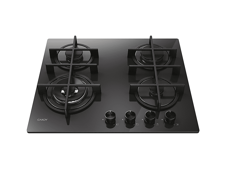 CANDY CVG6BF4WTB — Placa de gas, 595 mm, Negro, 4 zone(s) zonas, vista 2