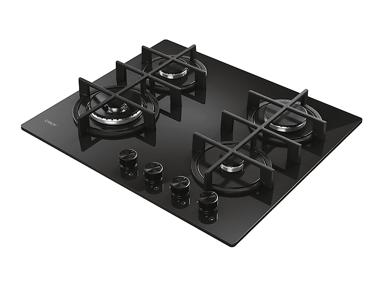 CANDY CVG6BF4WTB — Placa de gas, 595 mm, Negro, 4 zone(s) zonas, vista 3