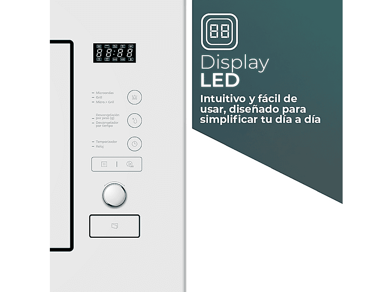 SVAN SMWI2800DGB — Microondas de integración, 800 W, 5 potencia, 20 l, vista 2