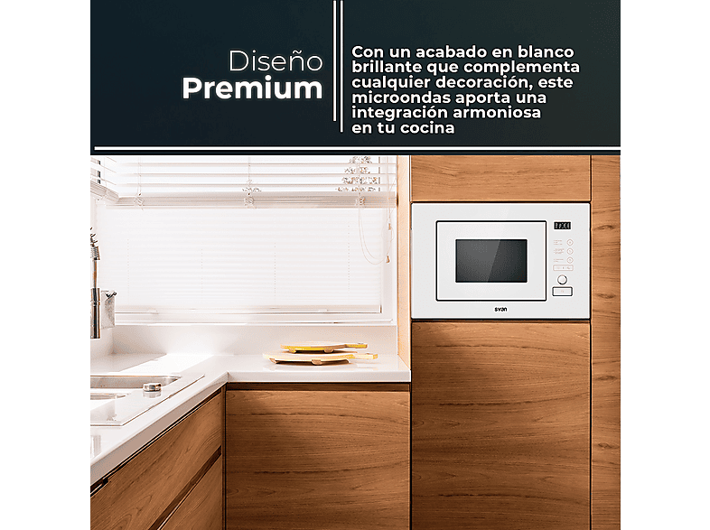 SVAN SMWI2800DGB — Microondas de integración, 800 W, 5 potencia, 20 l, vista 4