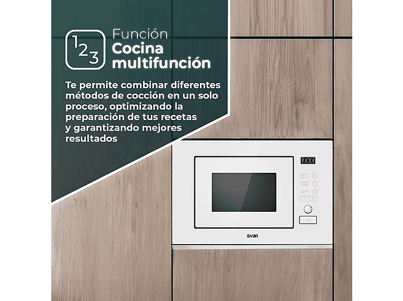 SVAN SMWI2800DGB — Microondas de integración, 800 W, 5 potencia, 20 l, vista 6