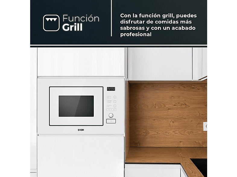 SVAN SMWI2800DGB — Microondas de integración, 800 W, 5 potencia, 20 l, vista 7